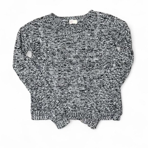 Black and White Speckled Long Sleeve Knit Sweater - Picture 1 of 2